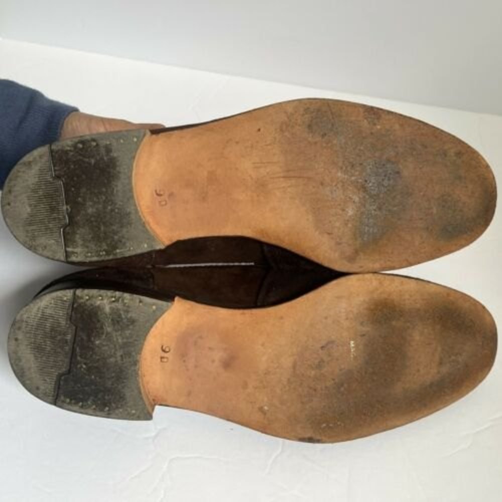 Vintage Yves Saint Laurent Brown Suede Leather Men’s Loafers YSL 9 - Picture 10 of 12